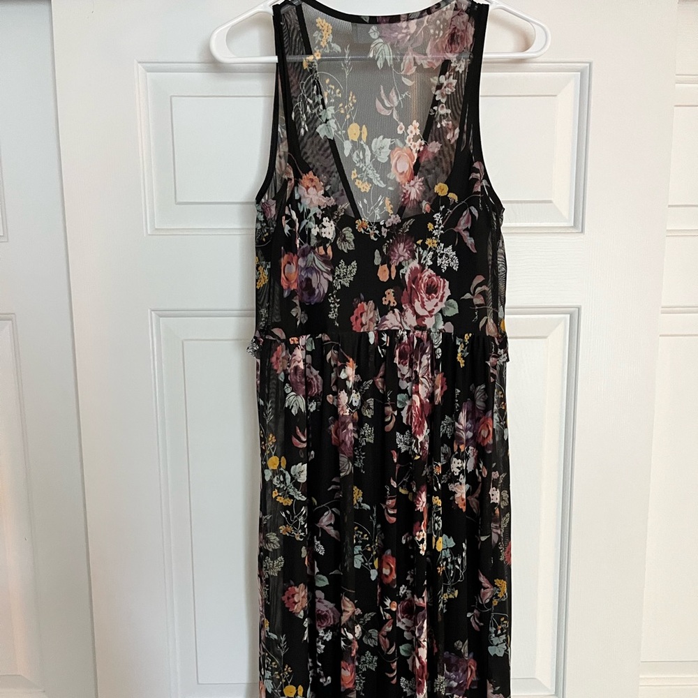 Midi black floral dress
